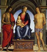 Pietro Perugino Madonna with Child Enthroned between Saints John the Baptist and Sebastian oil painting artist